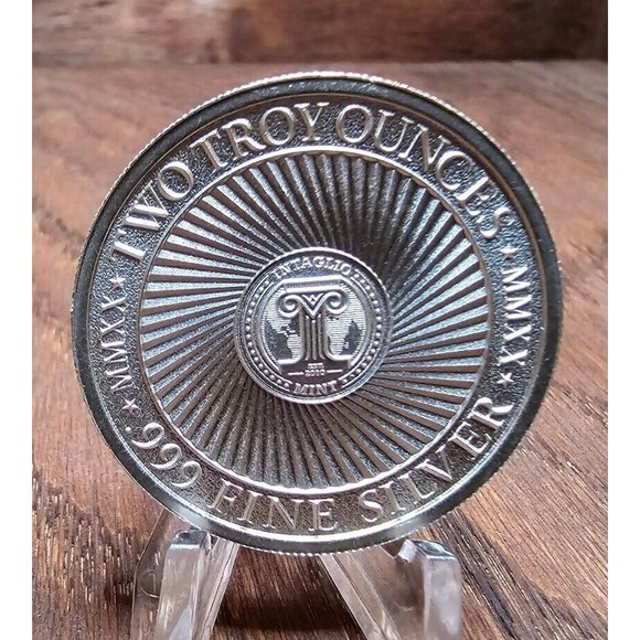 Latin Allure Fiat justitia ruat caelum 2 oz .999 Silver skull Intaglio Mint - Picture 2 of 3